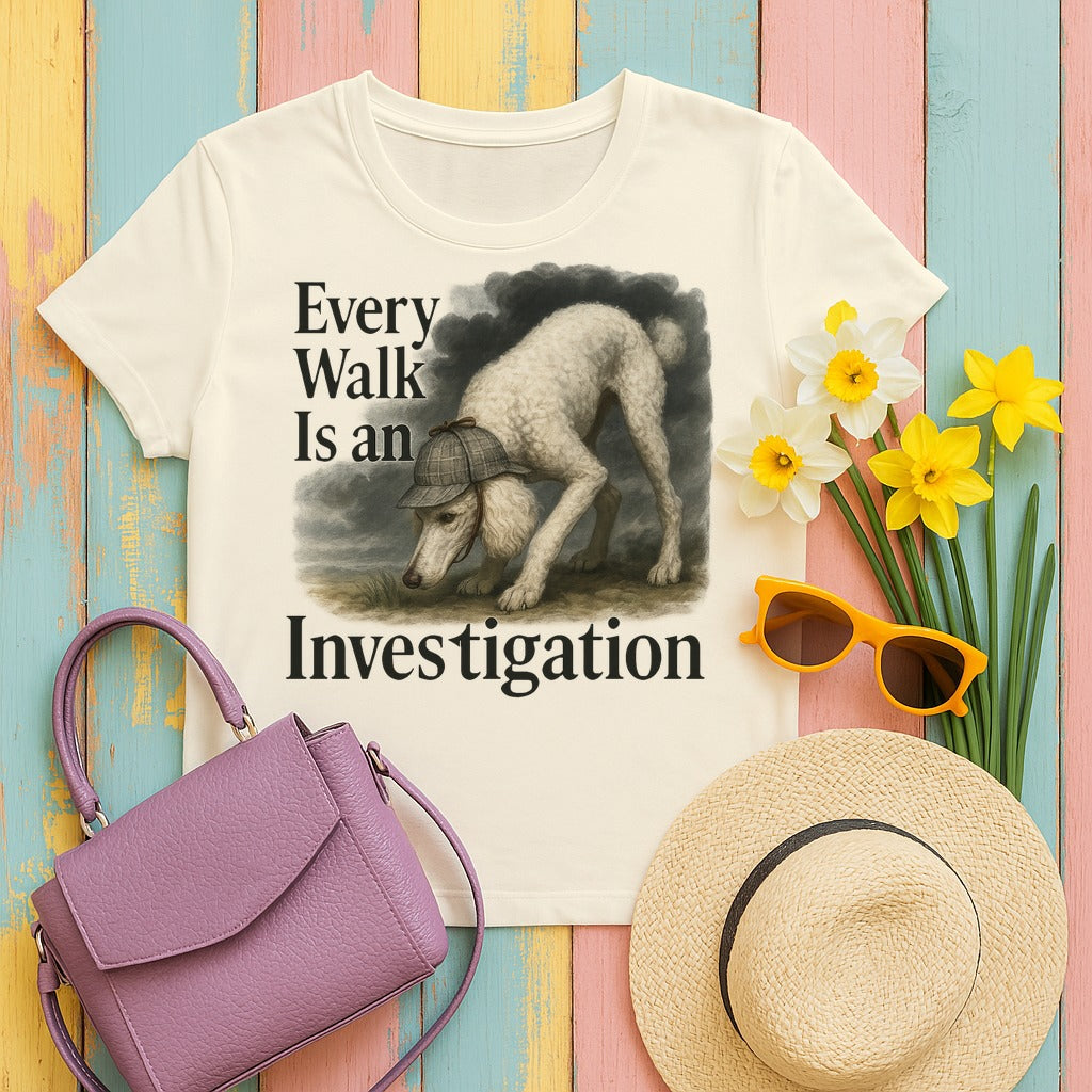 Every Walk is an Investigation Poodle T-Shirt in Natural