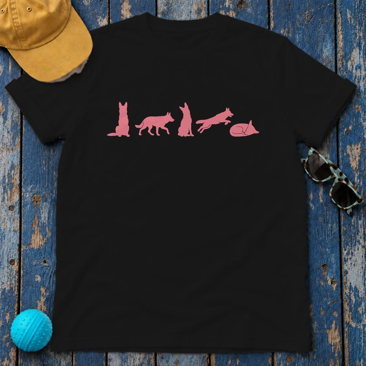 Dynamic German Shepherd T-Shirt in Black
