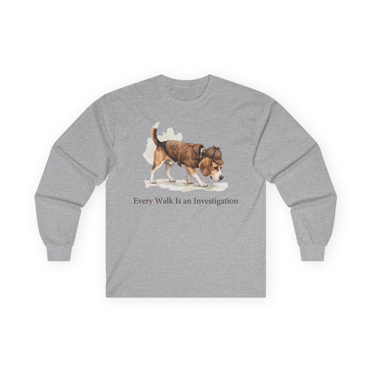 Every Walk Detective Beagle Long Sleeve Tee in Sport Grey