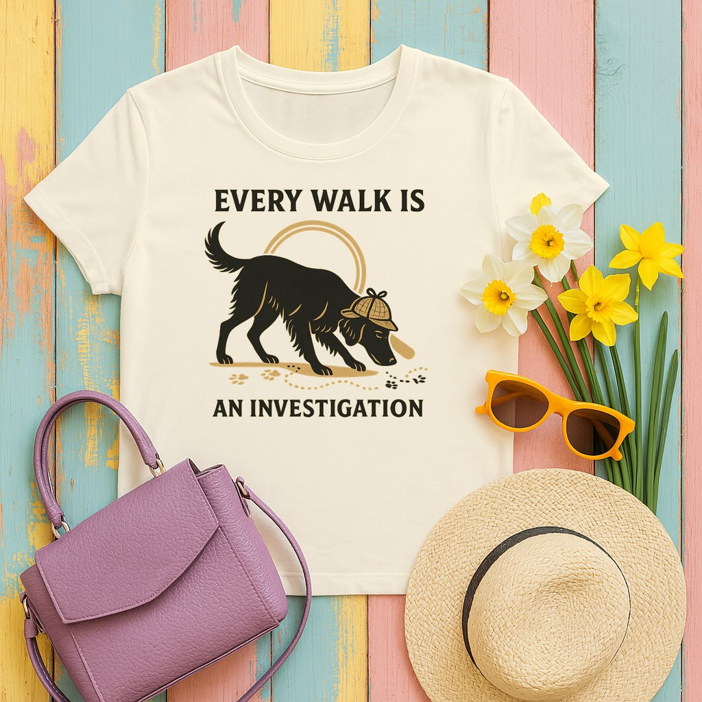 Flat-Coat Every Walk Is an Investigation Tee in Natural