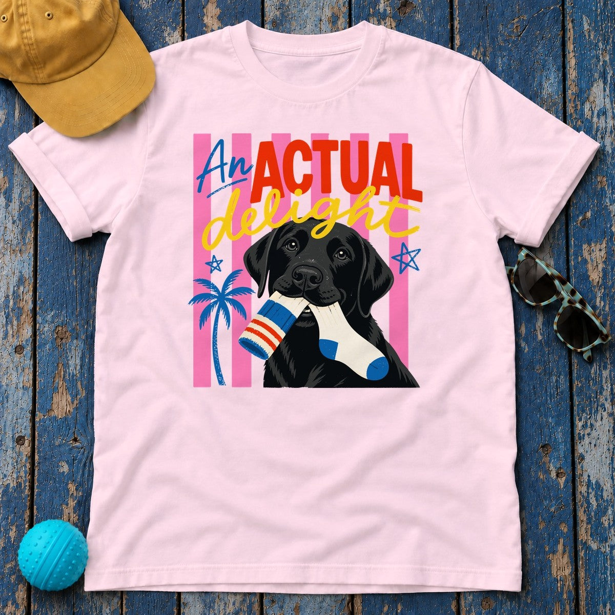 An Actual Delight Lab Pup Graphic T-Shirt in Light Pink