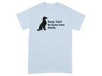 Light blue t-shirt with black silhouette of a sitting Gordon Setter and text.