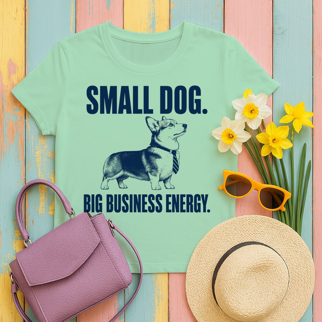 Big Business Energy Corgi T-Shirt in Mint Green