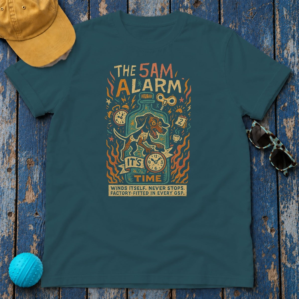 German Shorthaired Pointer 5AM Alarm T-Shirt in Heather Deep Teal