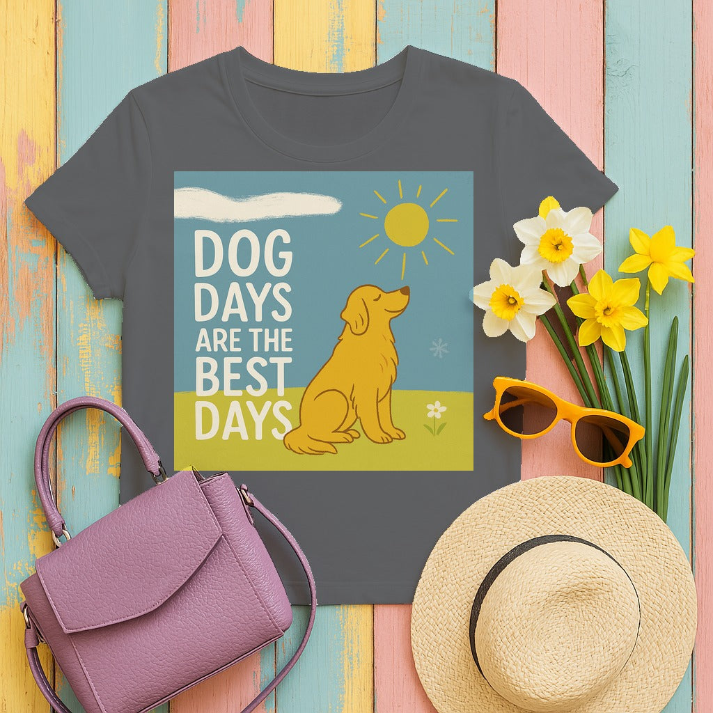Dog Days Are The Best Days With Golden Retriever T-Shirt in Graphite Heather