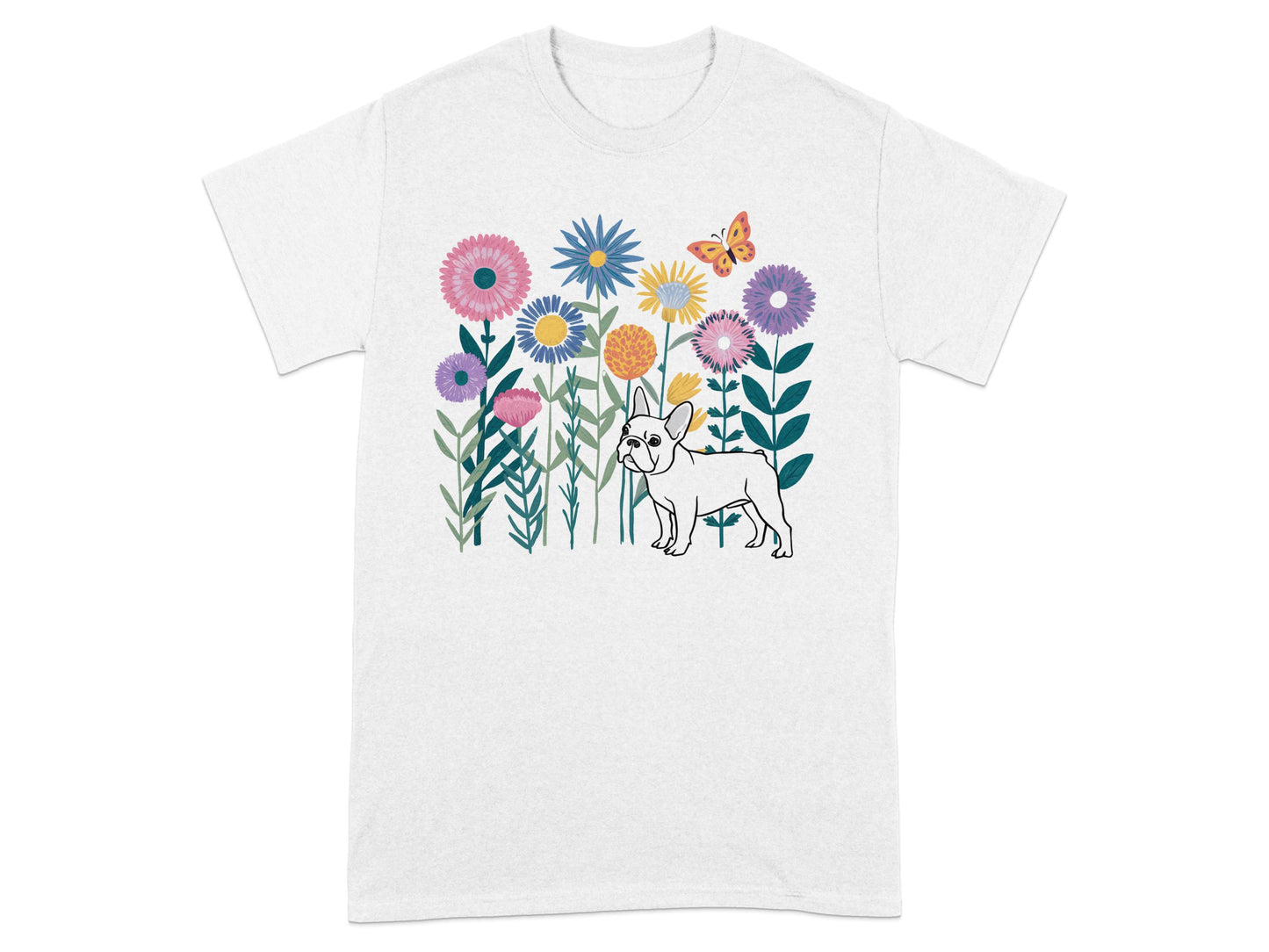 Cute Floral Bulldog Graphic Design T-shirt product