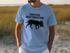Light blue t-shirt with "Certified Sniff Inspector" and a dog graphic.