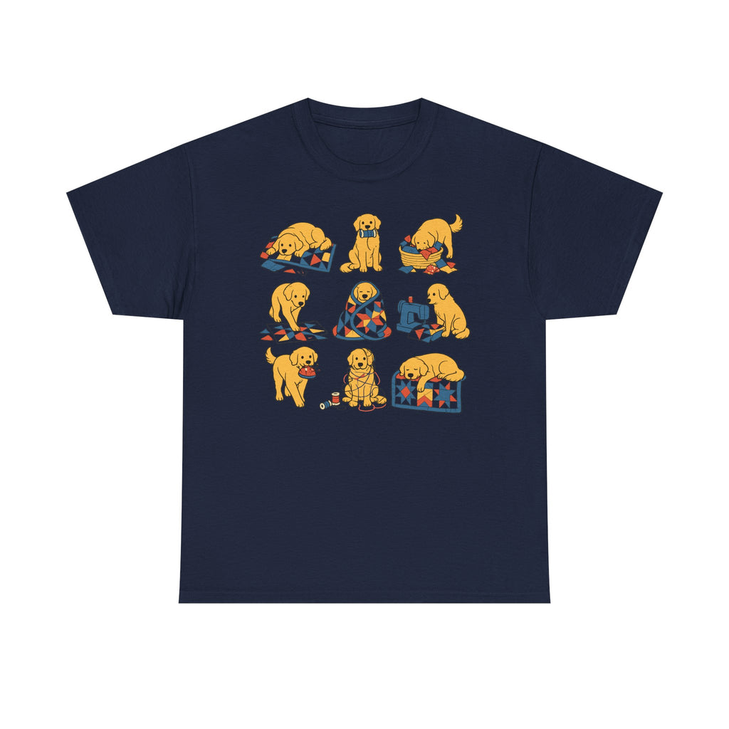 Cozy Golden Retriever Quilting Adventures T-Shirt