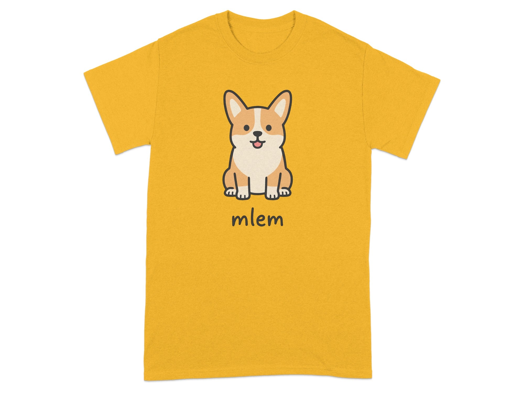 Cute Corgi Mlem Graphic Yellow T-Shirt for Dog Lovers