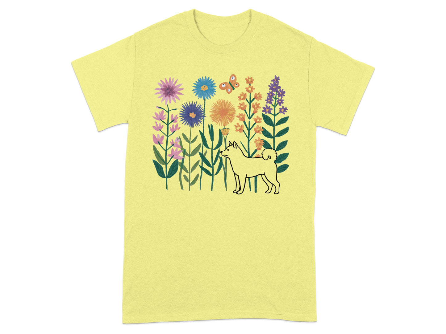 Colorful Floral Dog Design Graphic Tee product type
