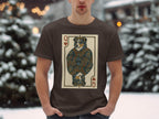 Brown t-shirt with a Queen of Hearts playing card design featuring a crowned dog.