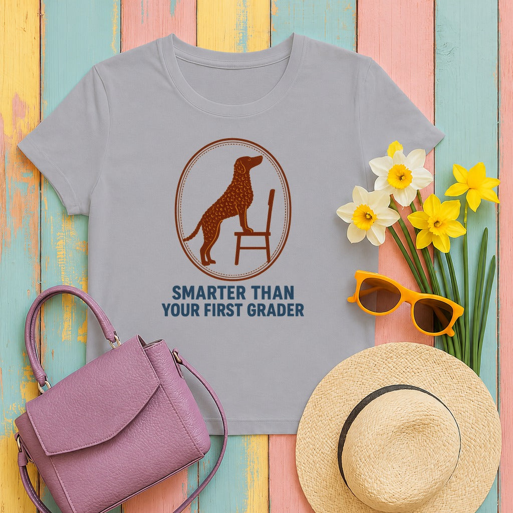 Curly-Coated Retriever Smarter Than Your First Grader Tee in Athletic Heather