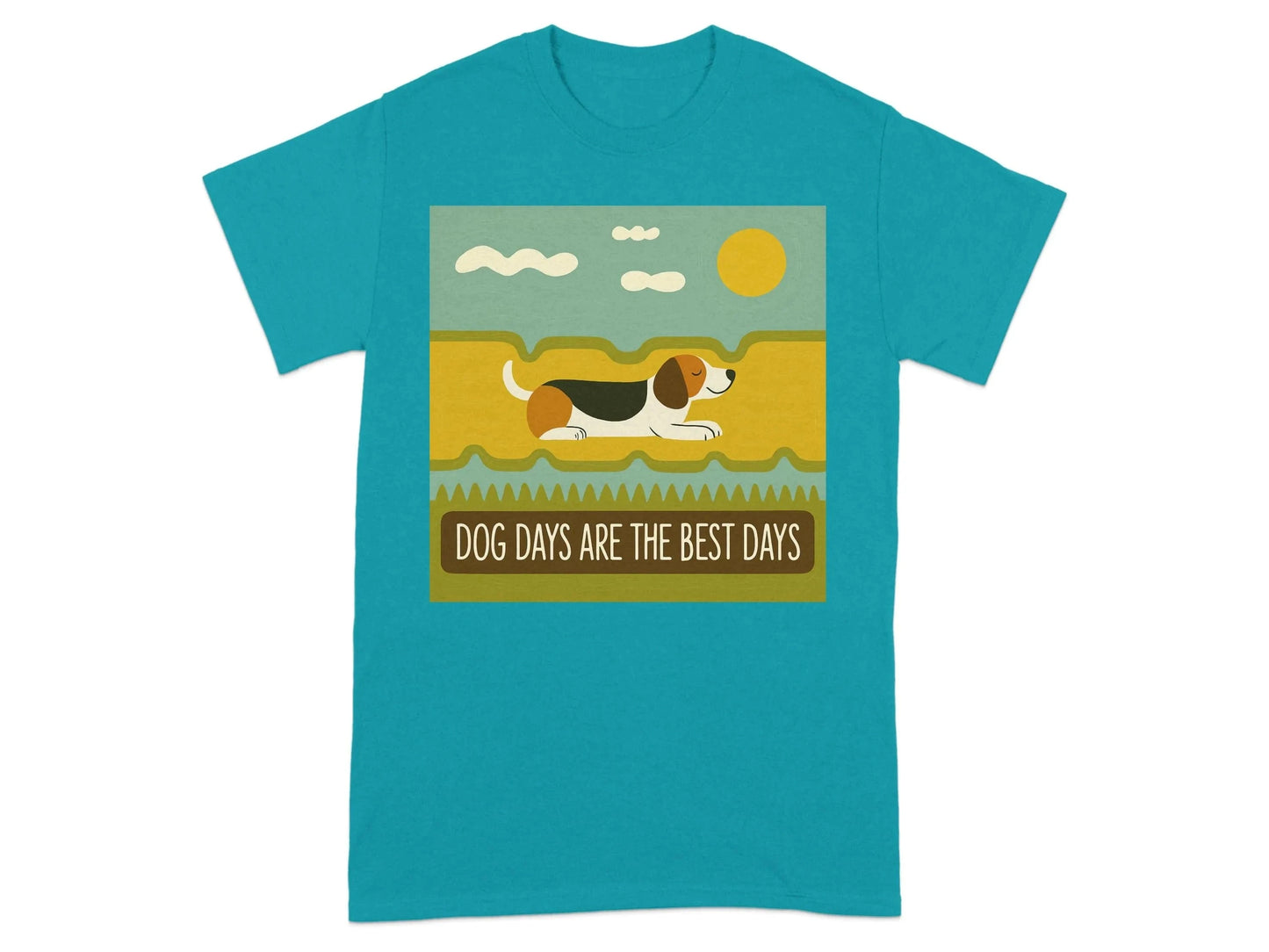 Dog Days Are The Best Days Beagle T-Shirt Tropical Blue T-shirt