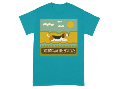 Dog Days Are The Best Days Beagle T-Shirt Tropical Blue T-shirt