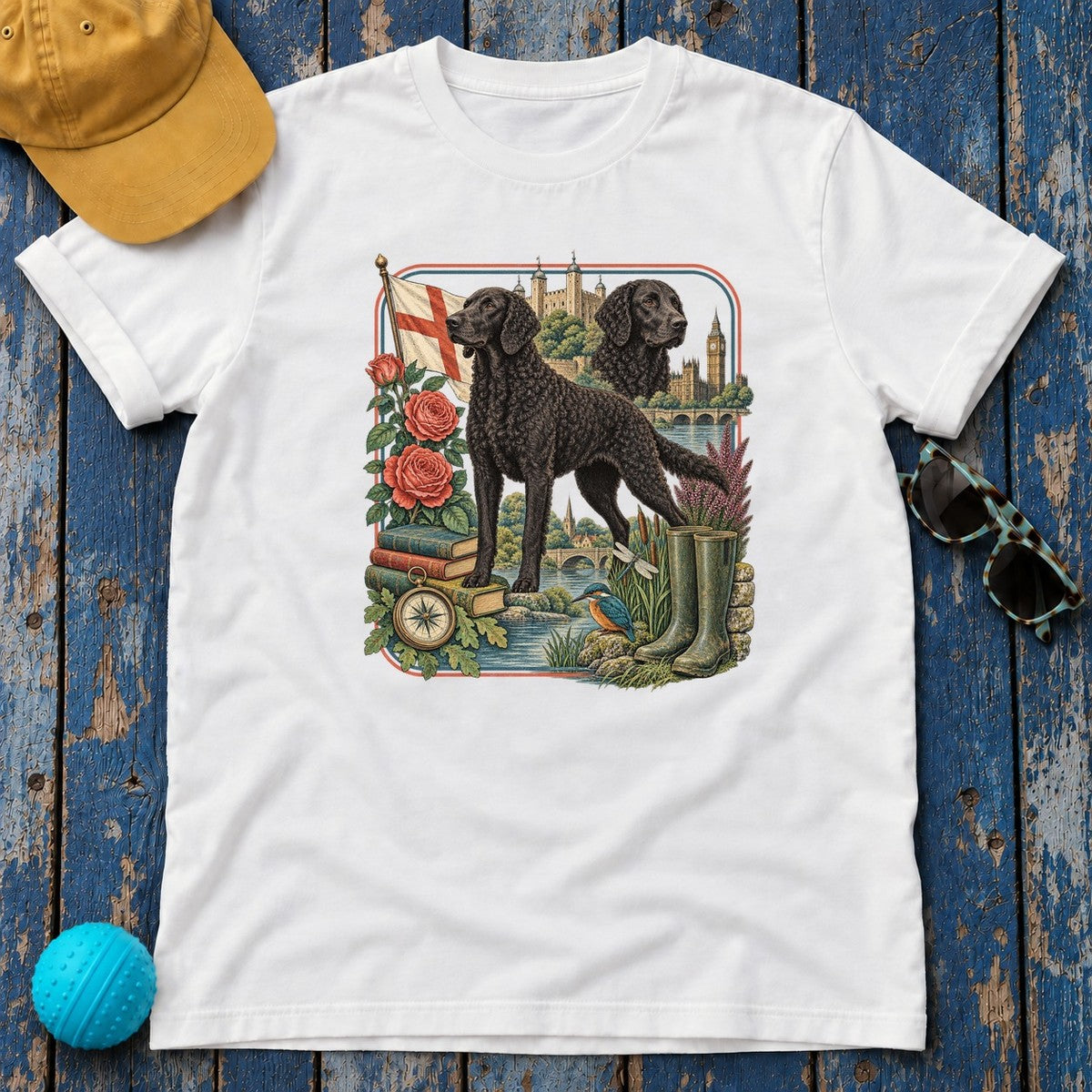 Curly-Coated Retriever England Heritage T-Shirt in White