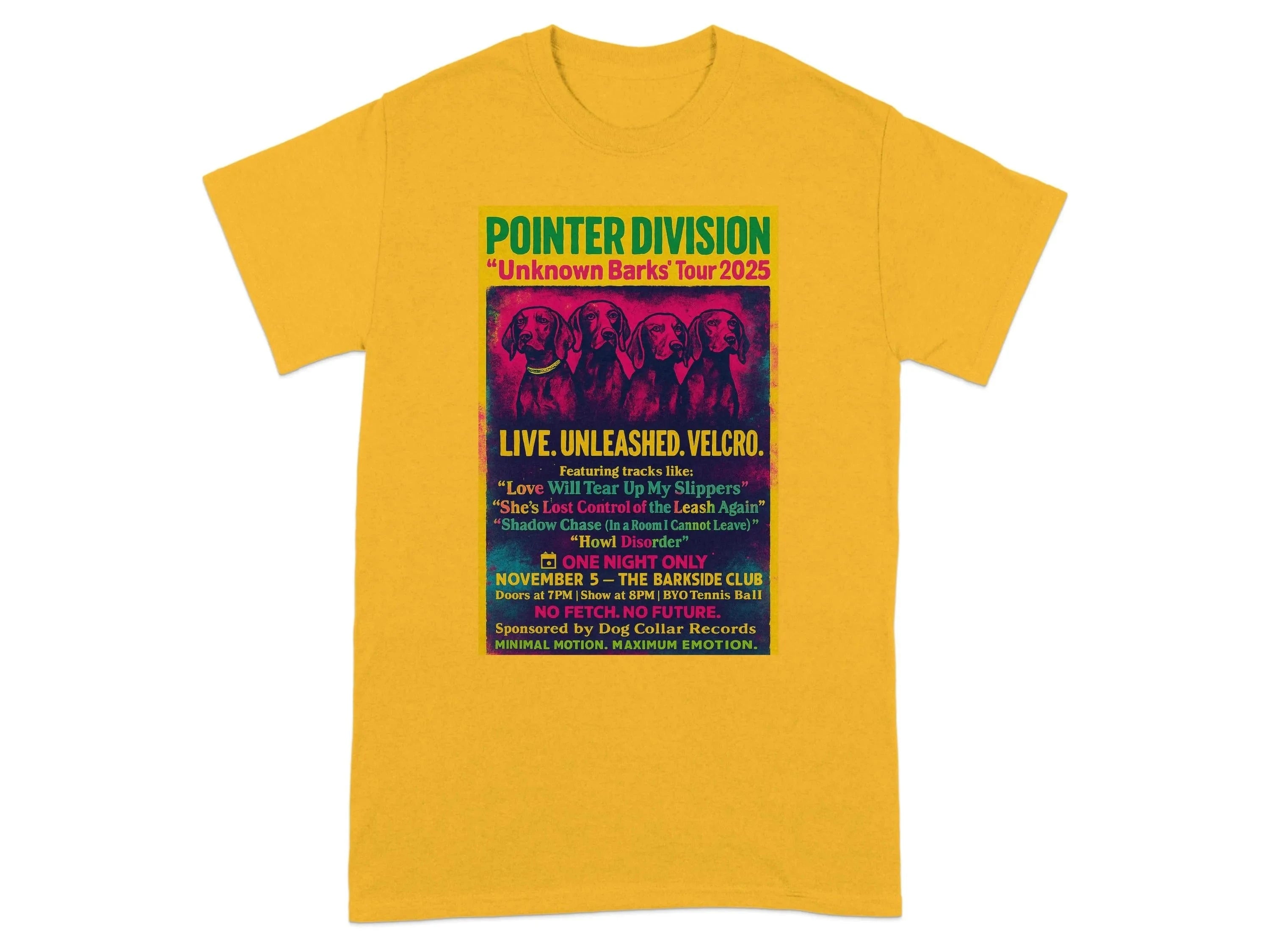 Pointer Division Unknown Barks Tour 2025 Concert T-Shirt Gold T-shirt