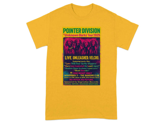 Pointer Division Unknown Barks Tour 2025 Concert T-Shirt Gold T-shirt