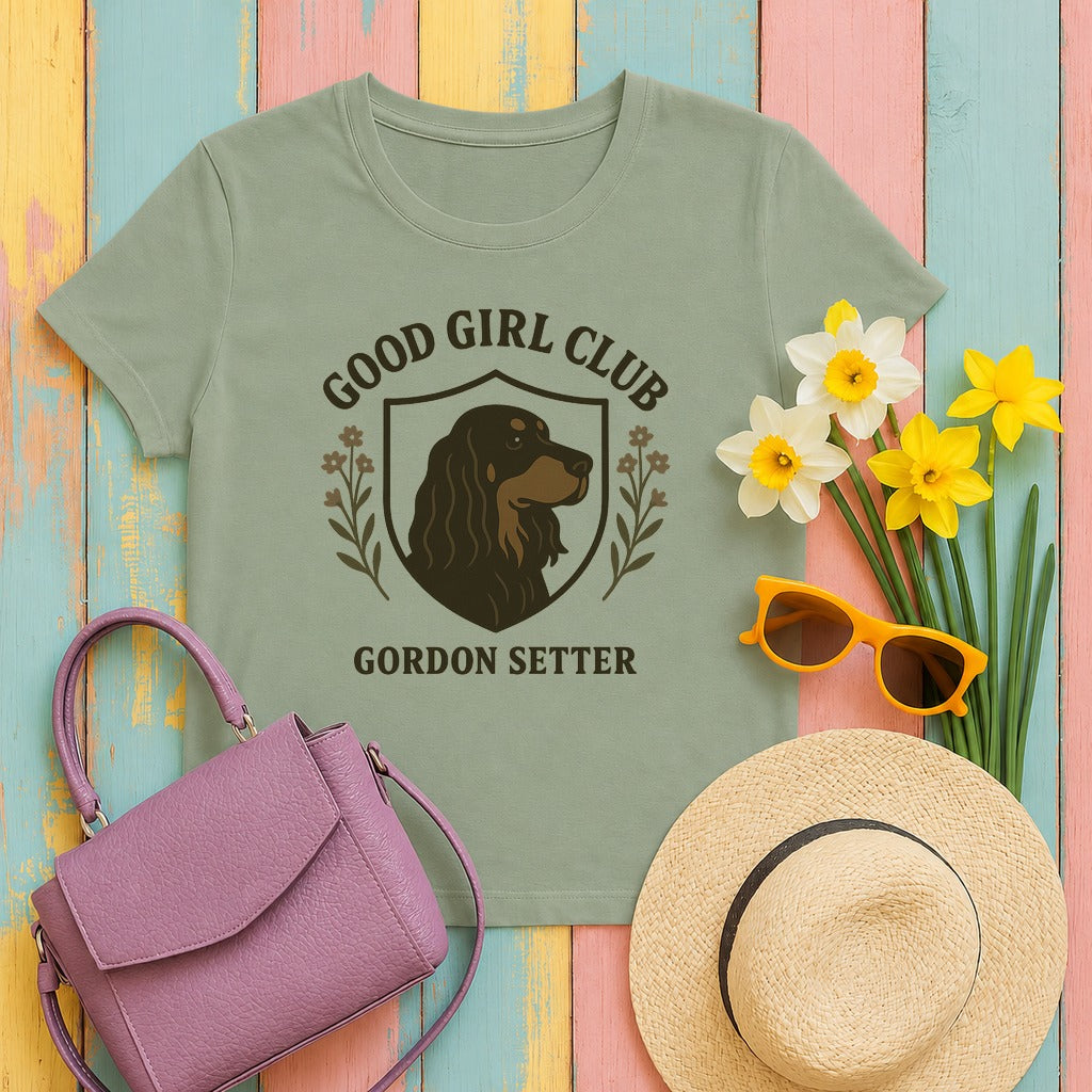 gordon setter good-girl-club tee flat lay hero