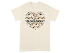 Heart graphic with beagles and paw prints, text "BEAGLEHOLIC".