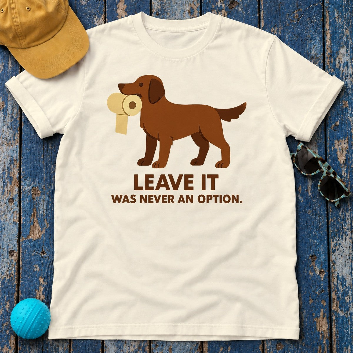 Liver Flat-Coated Retriever Leave It Tee in Natural