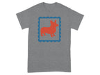 Cute Corgi Graphic Design on Grey T-shirt