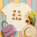 Playful Yarn Golden Retriever Puppies T-Shirt in Natural