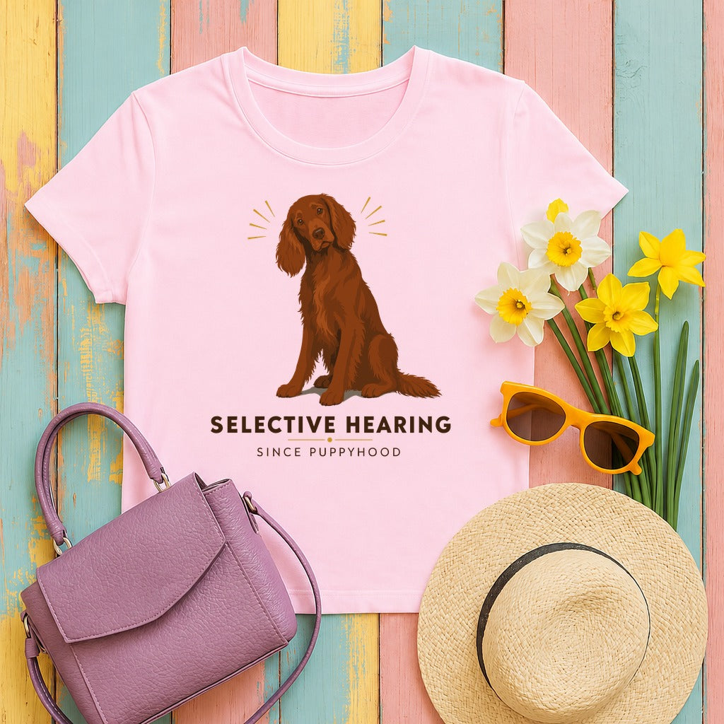 Selective Hearing Irish Setter T-Shirt in Light Pink
