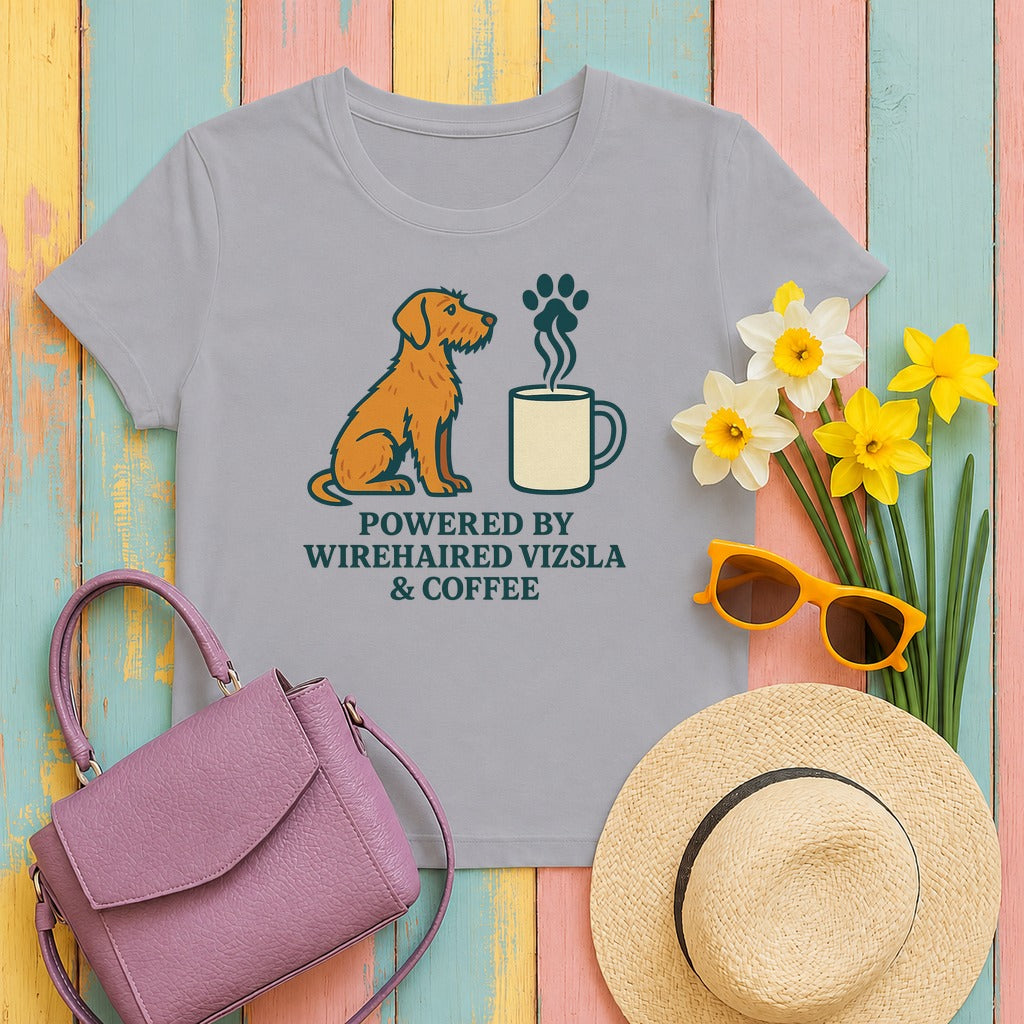 Powered by Wirehaired Vizsla & Coffee Tee in Athletic Heather