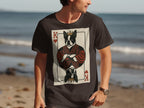 T-shirt featuring King of Hearts playing card with Boston Terrier design.