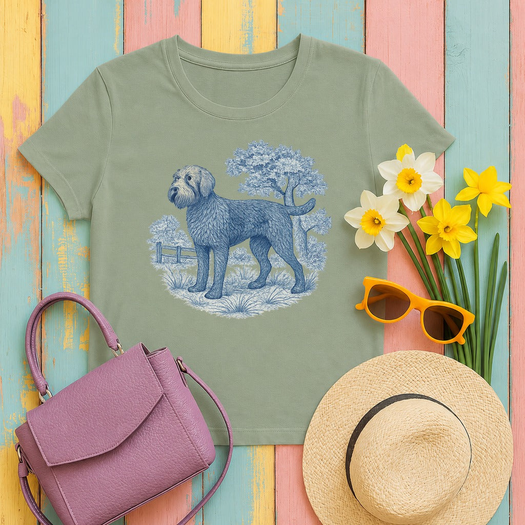 Wirehaired Pointing Griffon Toile de Jouy T-shirt in Sage
