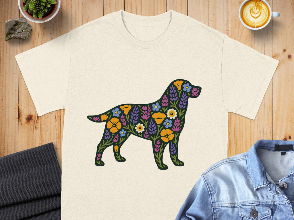 Colorful Floral Pattern Dog Art T-Shirt product
