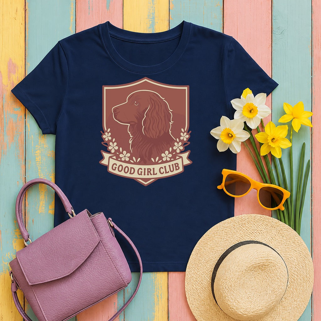 Boykin Spaniel Good Girl Club Tee flat lay hero