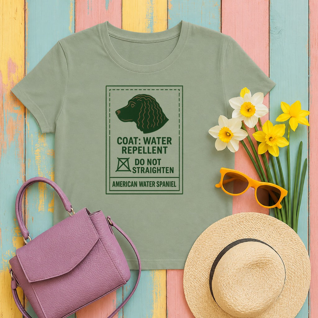 American Water Spaniel Coat Marcel Care Label Tee in Sage