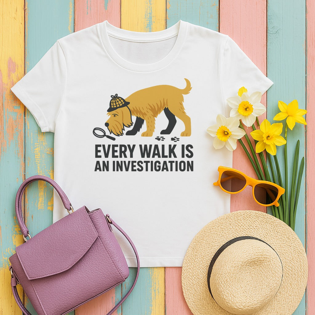 Spinone Italiano Every Walk Is an Investigation Tee in White