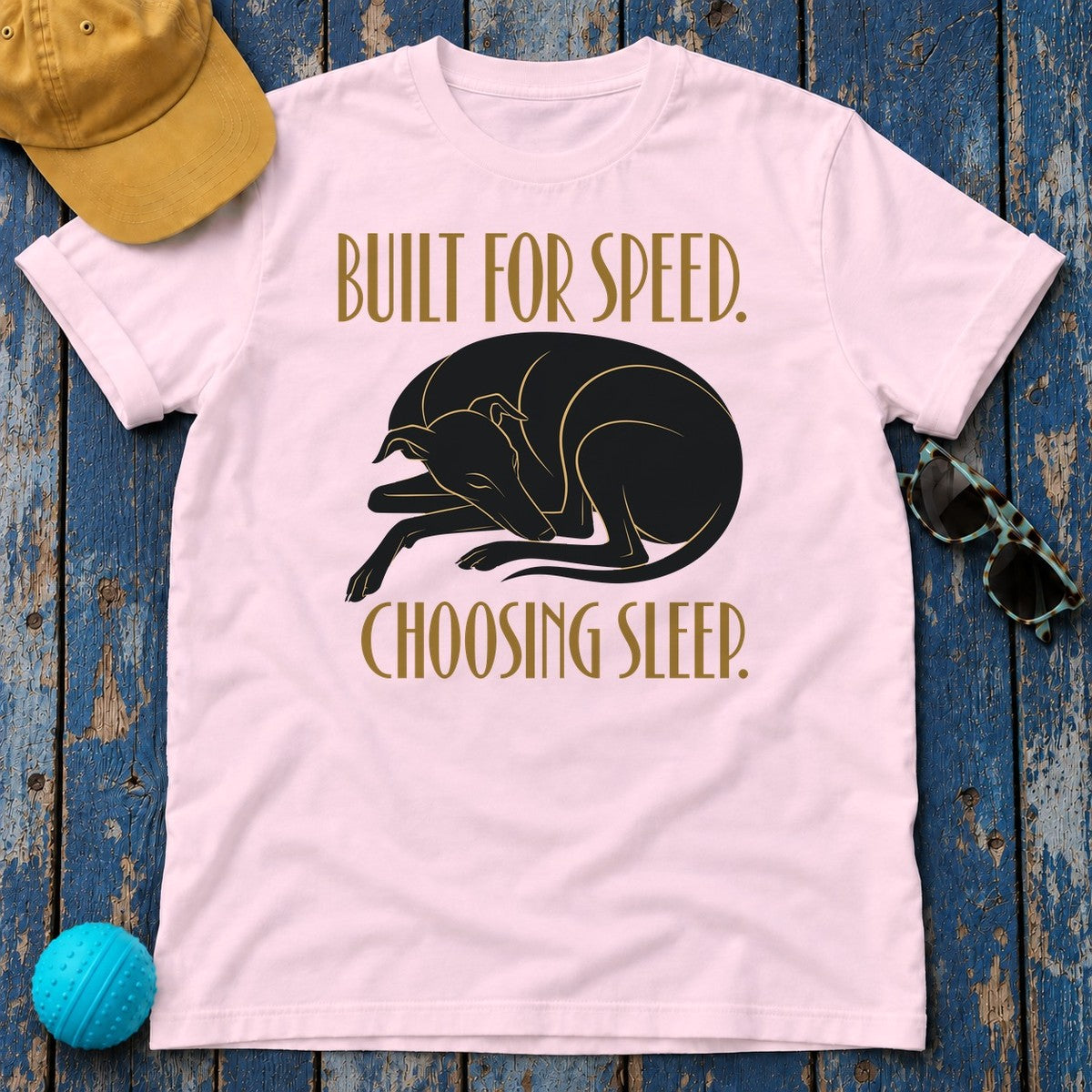 Built for Sleep Greyhound T-Shirt in Light Pink