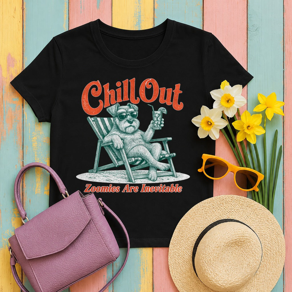 Chill Out Schnauzer Retreat T-Shirt in Black