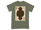 Queen of Hearts playing card featuring a chocolate lab wearing a crown.