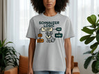 T-shirt with Schnauzer Logic flowchart and cartoon schnauzer dog.