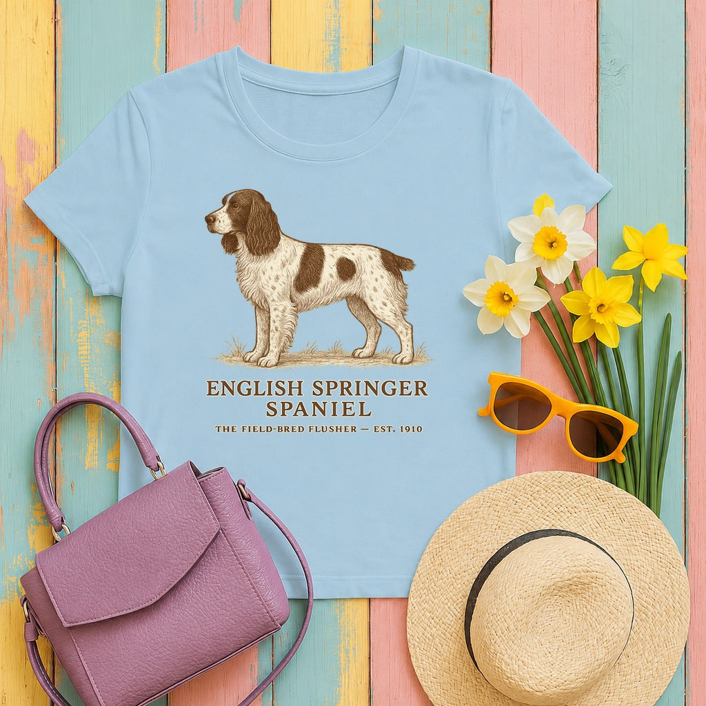 English Springer Spaniel Field Guide Tee in Light Blue