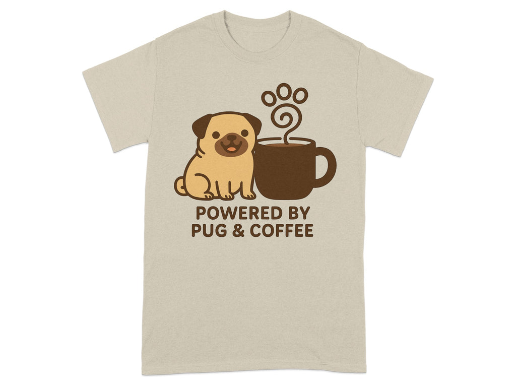 Powered by Pug and Coffee Funny Graphic T-Shirt