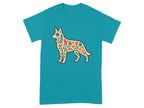 Colorful Floral Dog Graphic Design T-shirt Product