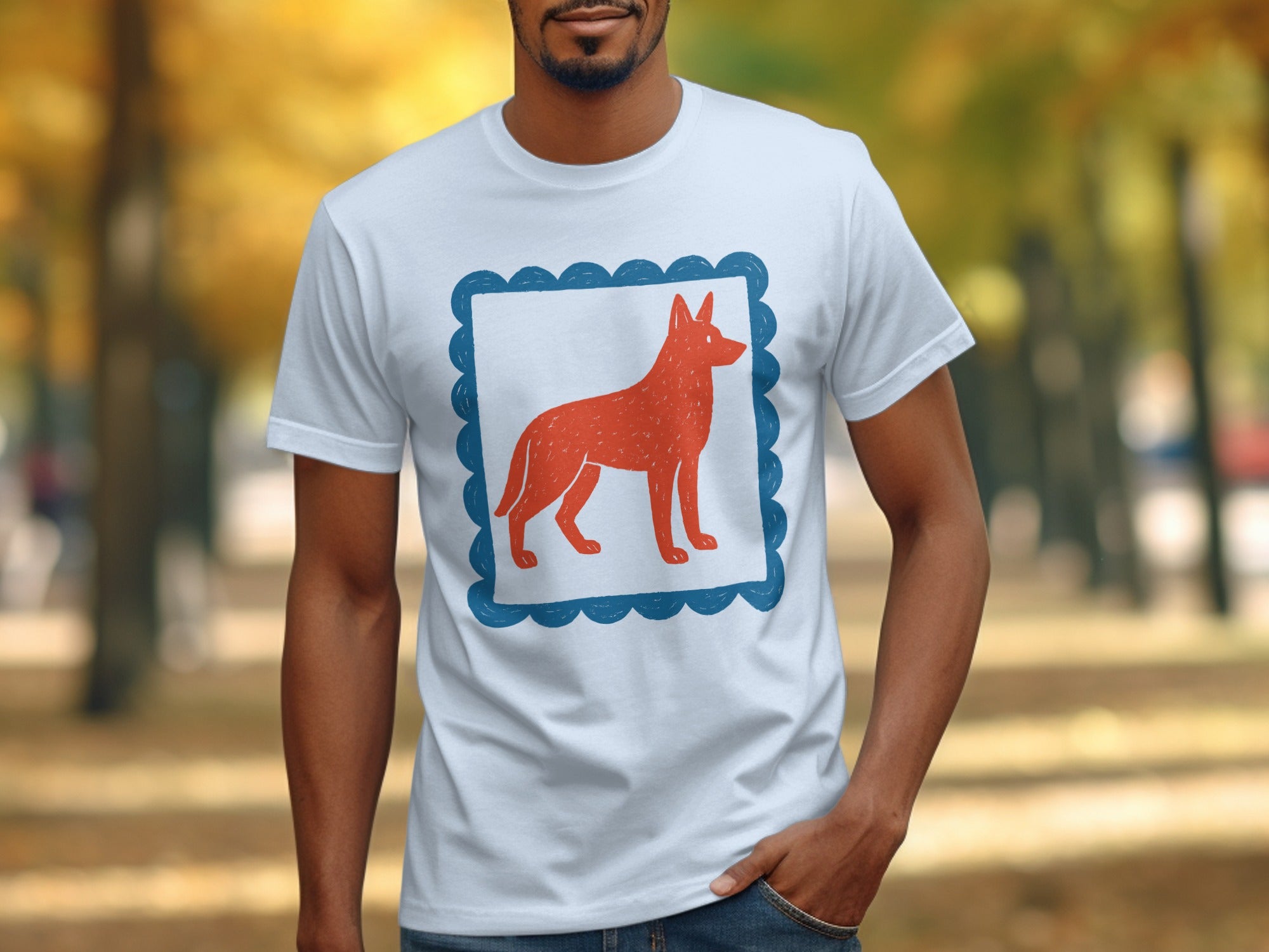 Vintage Red Dog Graphic White T-Shirt Clothing