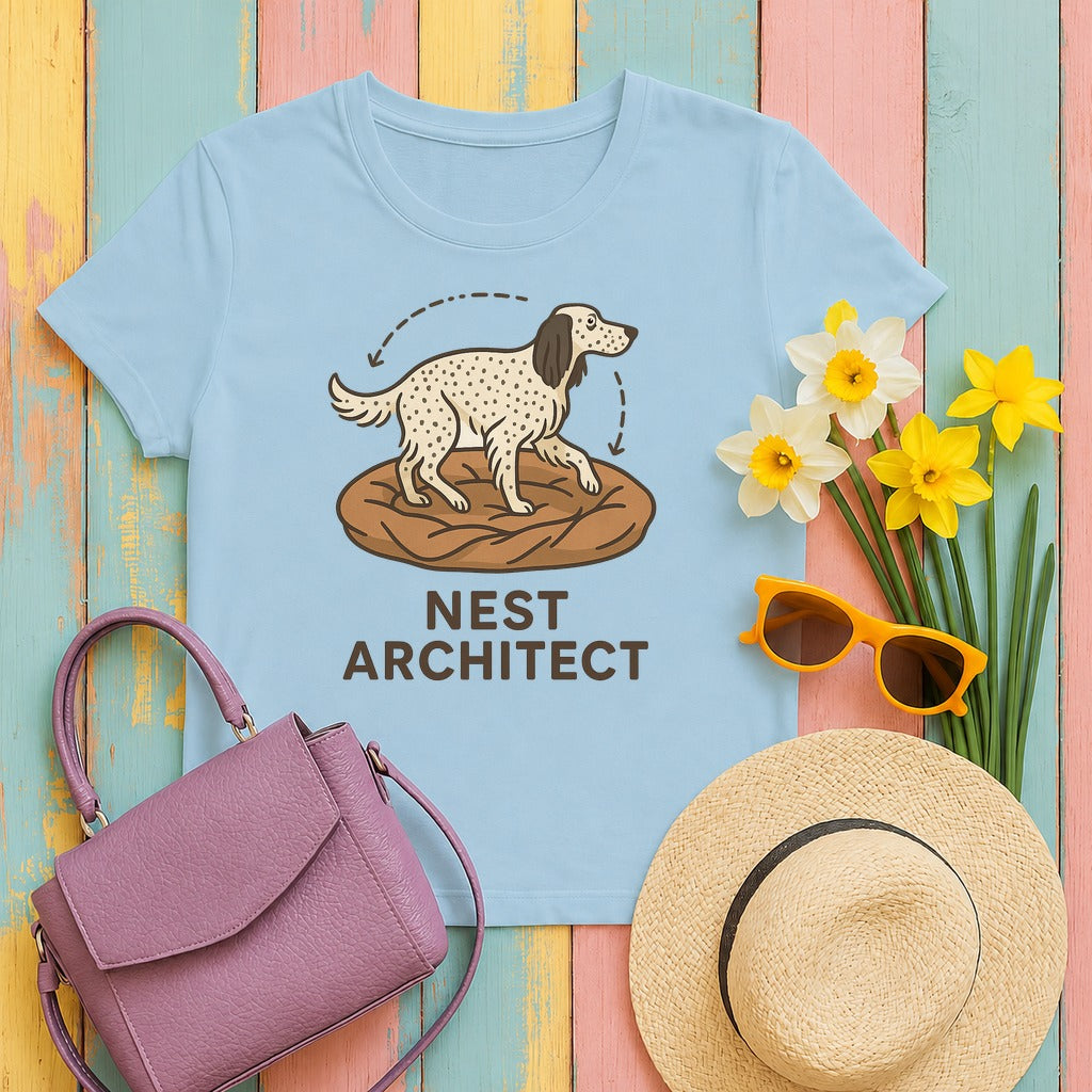 English Setter Nest Architect Tee in Light Blue