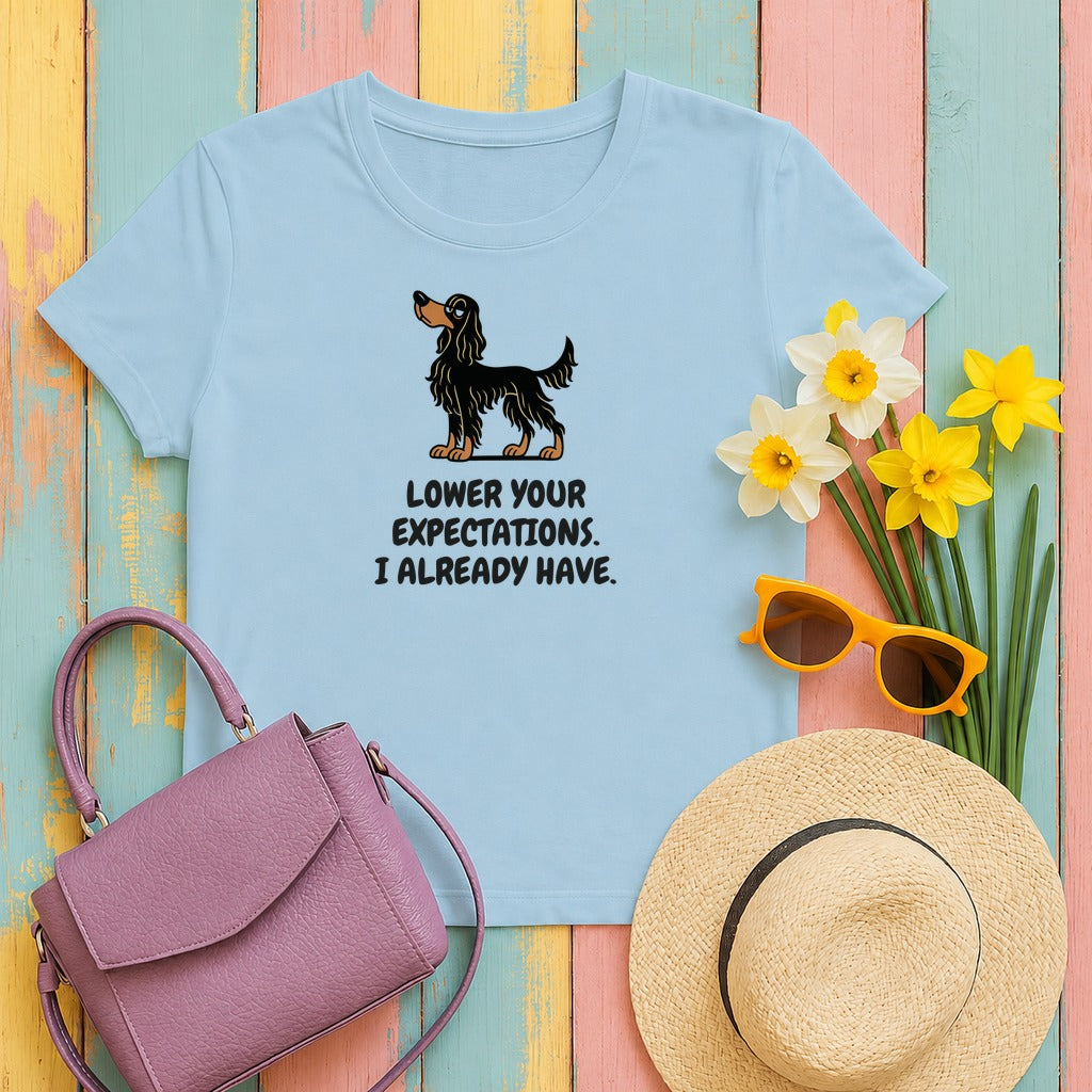 Gordon Setter Lower Your Expectations Tee in Light Blue