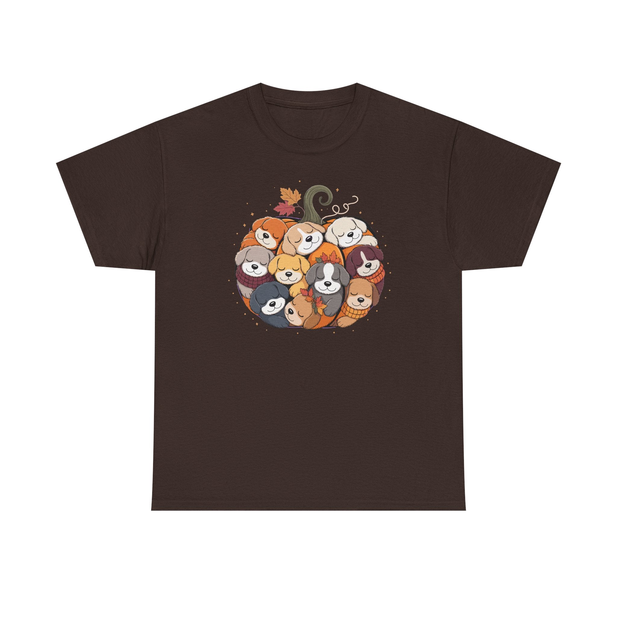 Dogs in Pumpkin Pile Autumn Festive Season Graphic T-Shirt
