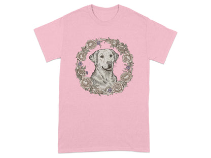 Floral Wreathed Dog Graphic Pink Tee product type