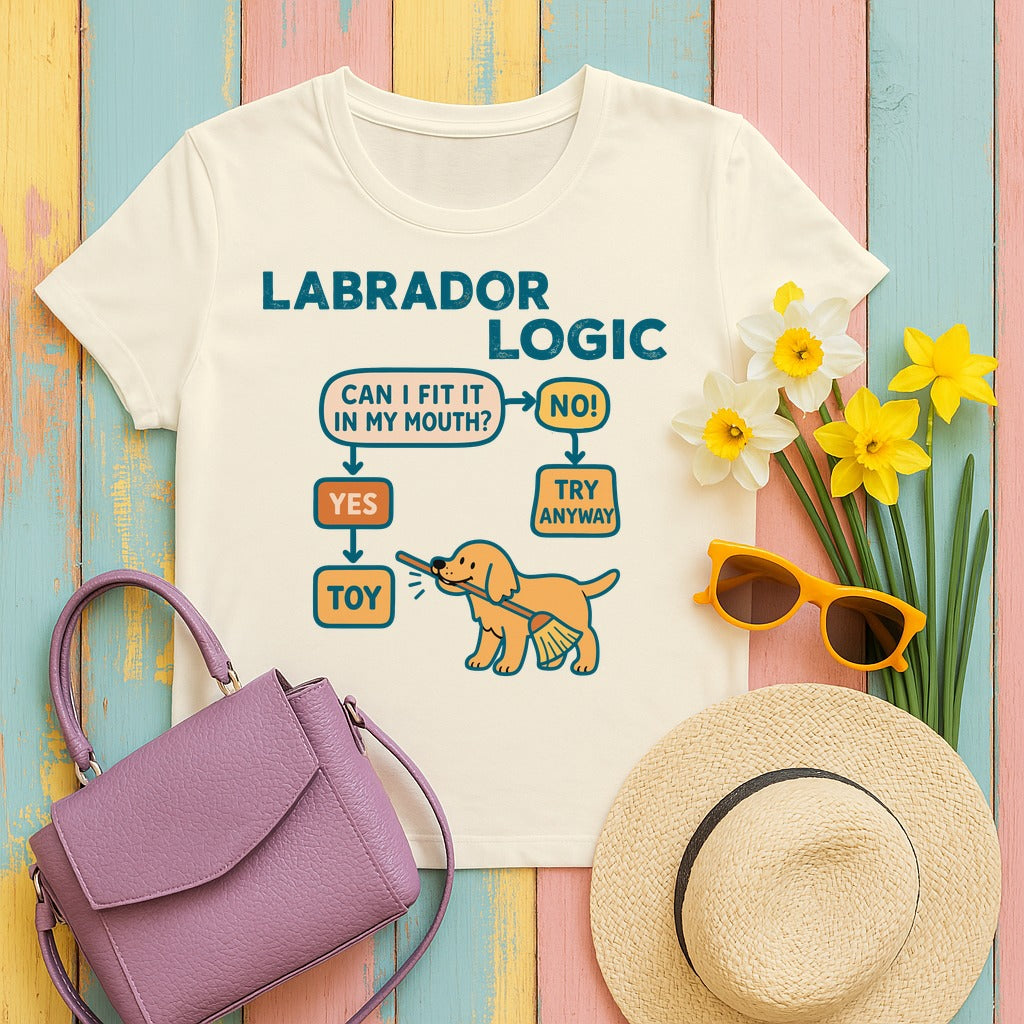 Yellow Labrador Logic Flowchart T-Shirt in Natural