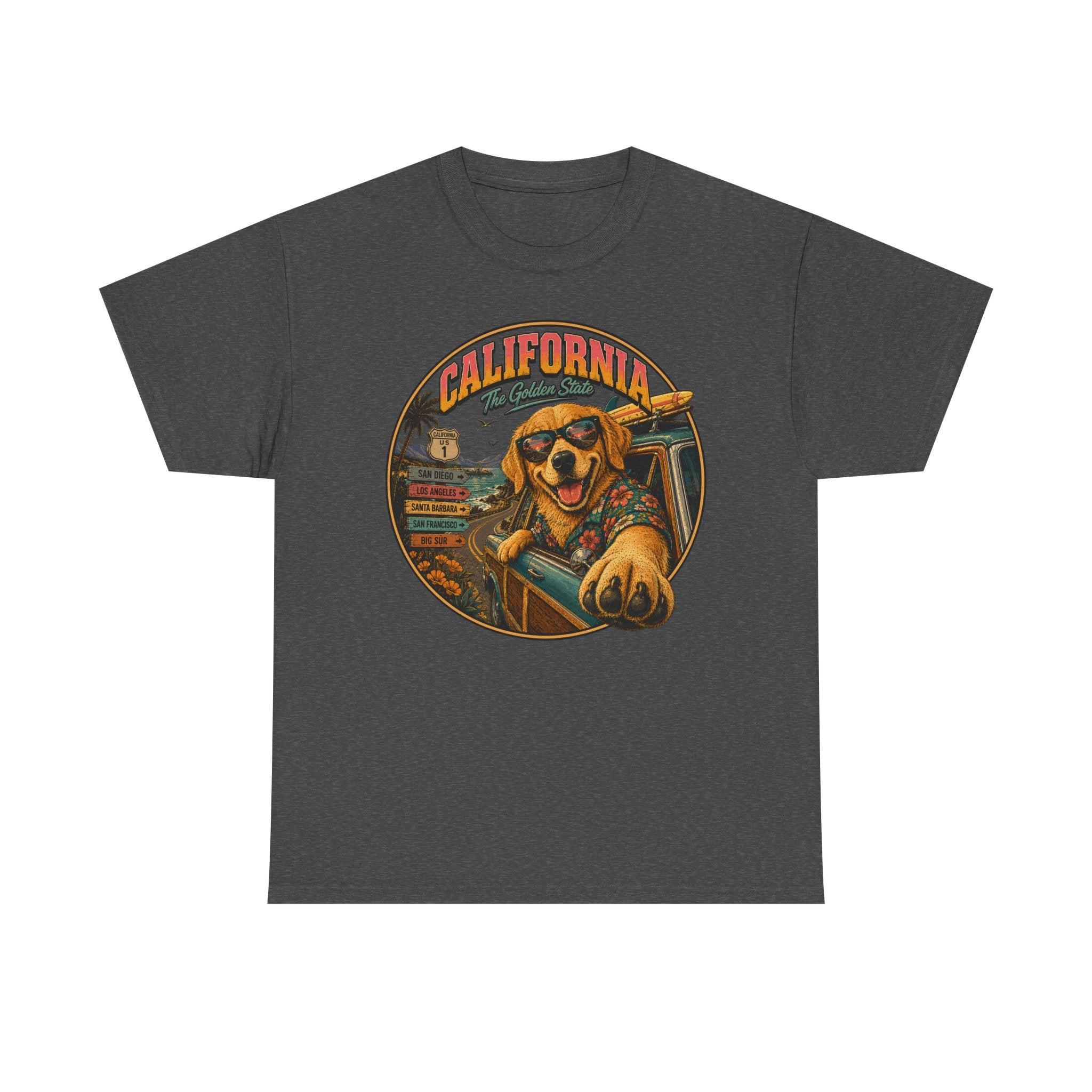 Retro Surf Golden Retriever T-Shirt