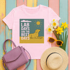 Happy Yellow Lab Days Illustrated T-Shirt in Light Pink