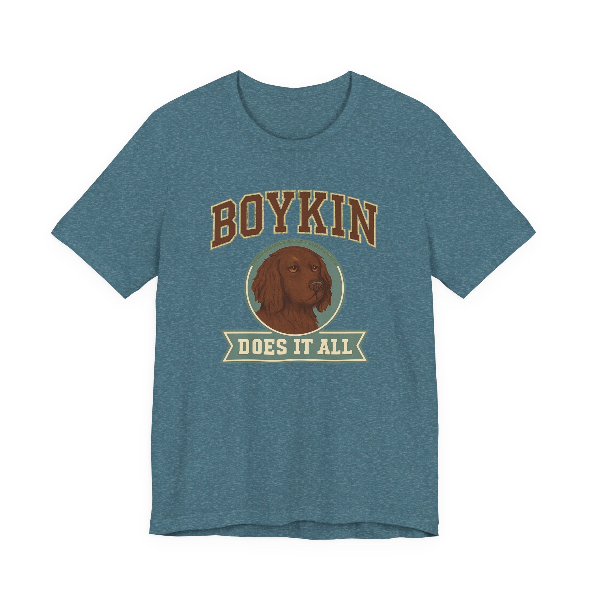 Boykin Spaniel Does It All Varsity Tee